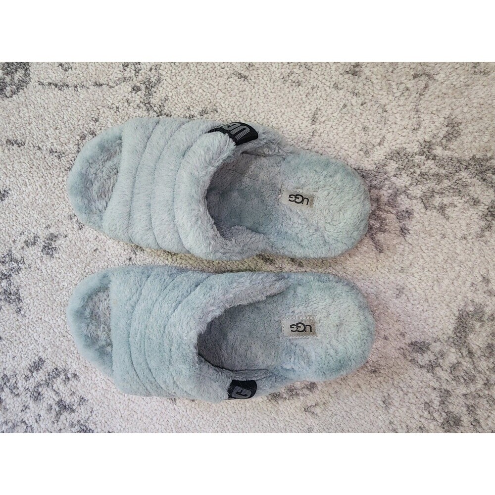 UGG Fluff You Slides Men's Size 9 Blue Sheepskin Slippers 1117473 - Picture 4 of 6